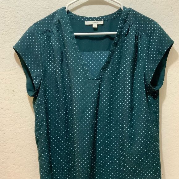 Fun2Fun Green Polka Dot Blouse size large T3 - Picture 2 of 6